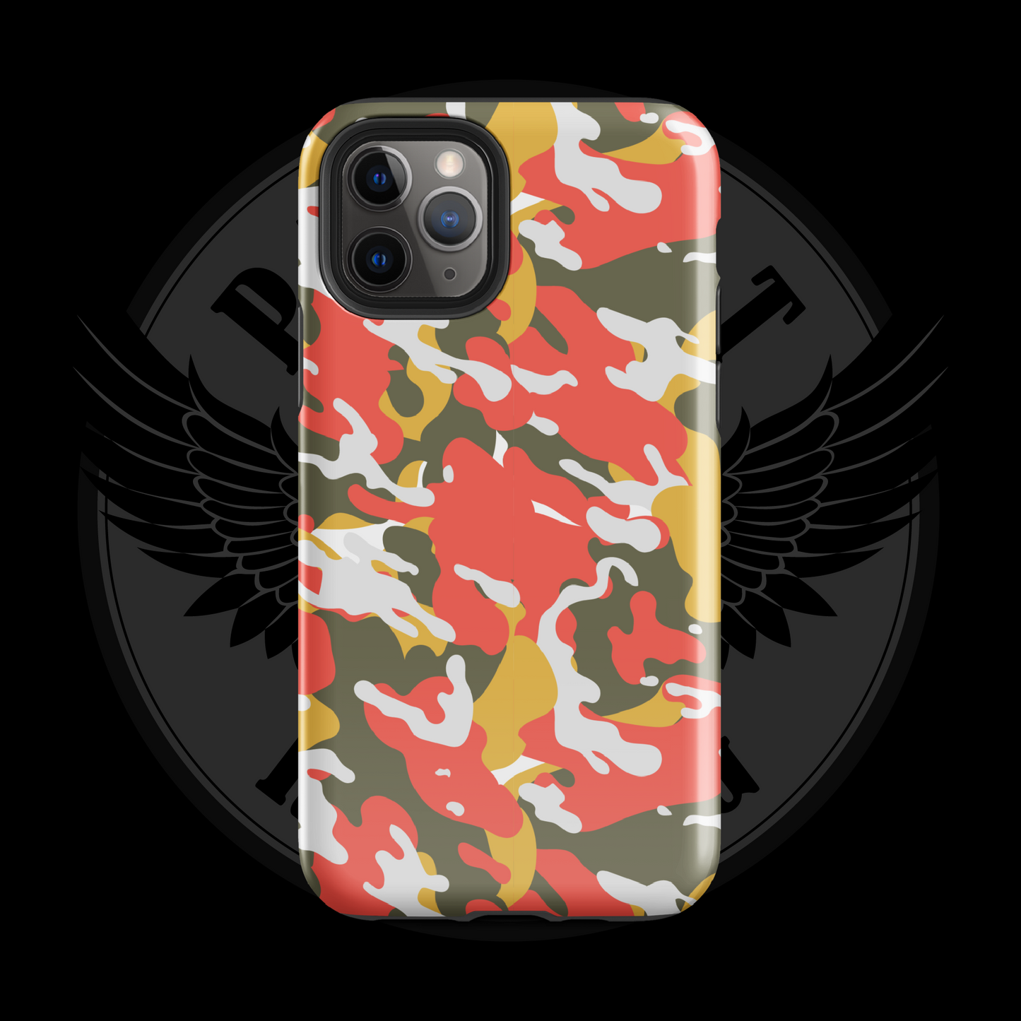 Valor Flame Camo iPhone Case – Dual-Layer Tactical Protection with Free Shipping