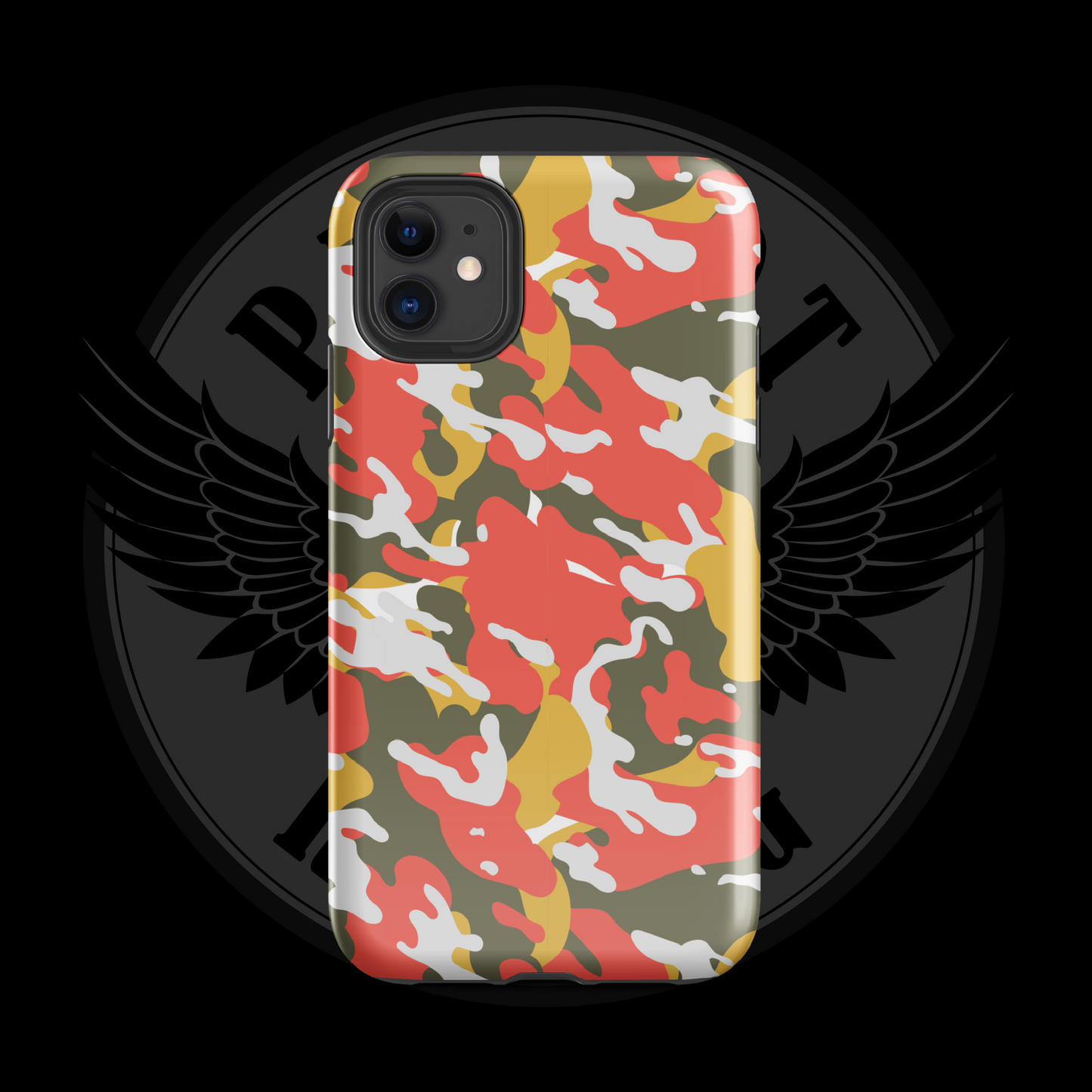 Valor Flame Camo iPhone Case – Dual-Layer Tactical Protection with Free Shipping