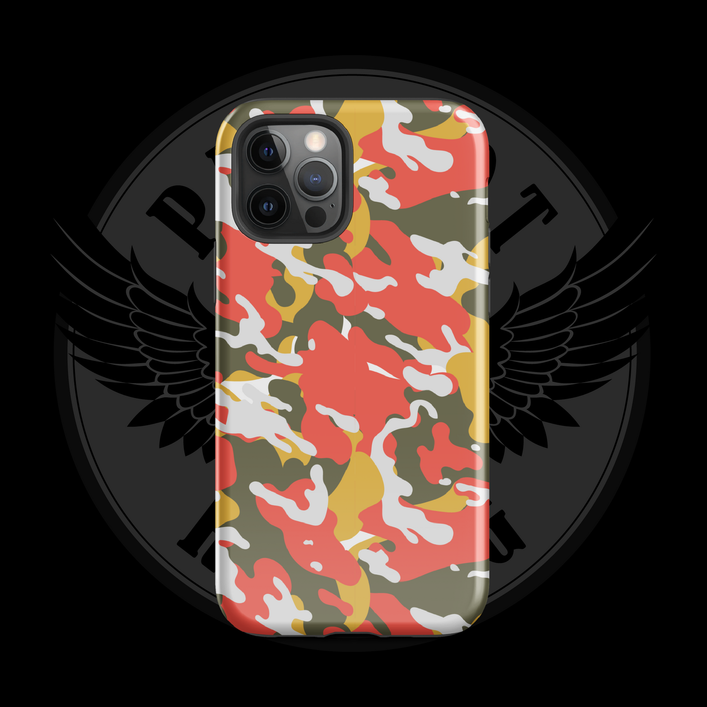 Valor Flame Camo iPhone Case – Dual-Layer Tactical Protection with Free Shipping
