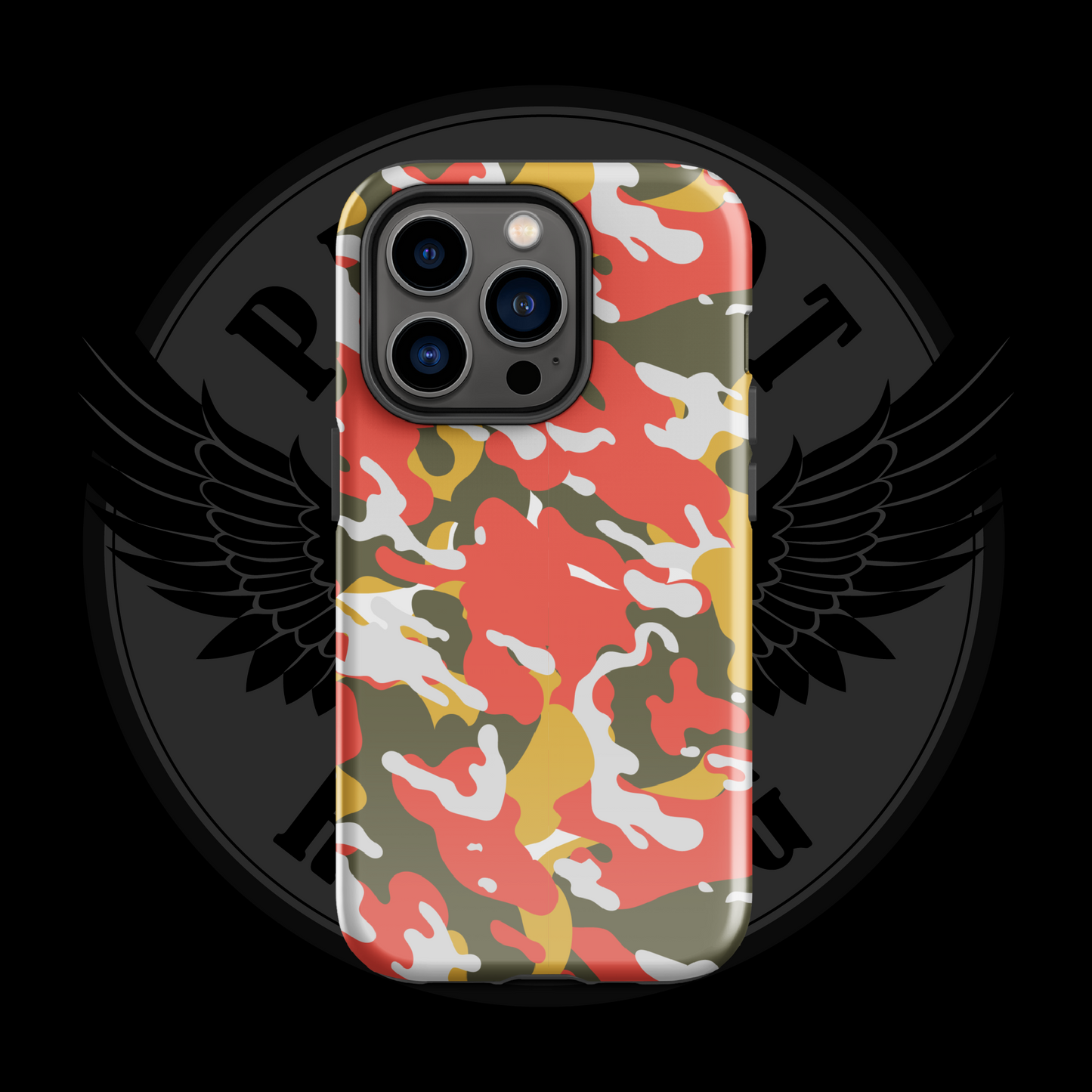 Valor Flame Camo iPhone Case – Dual-Layer Tactical Protection with Free Shipping