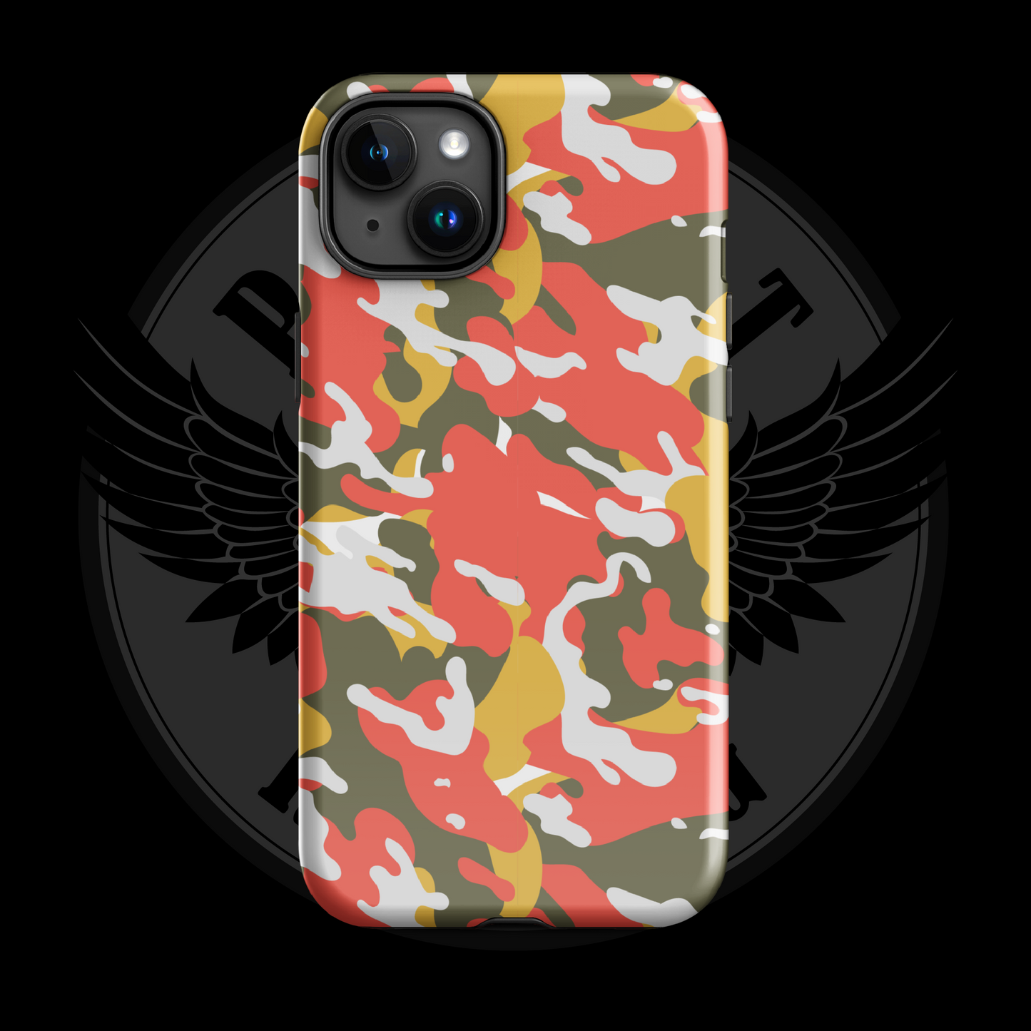Valor Flame Camo iPhone Case – Dual-Layer Tactical Protection with Free Shipping