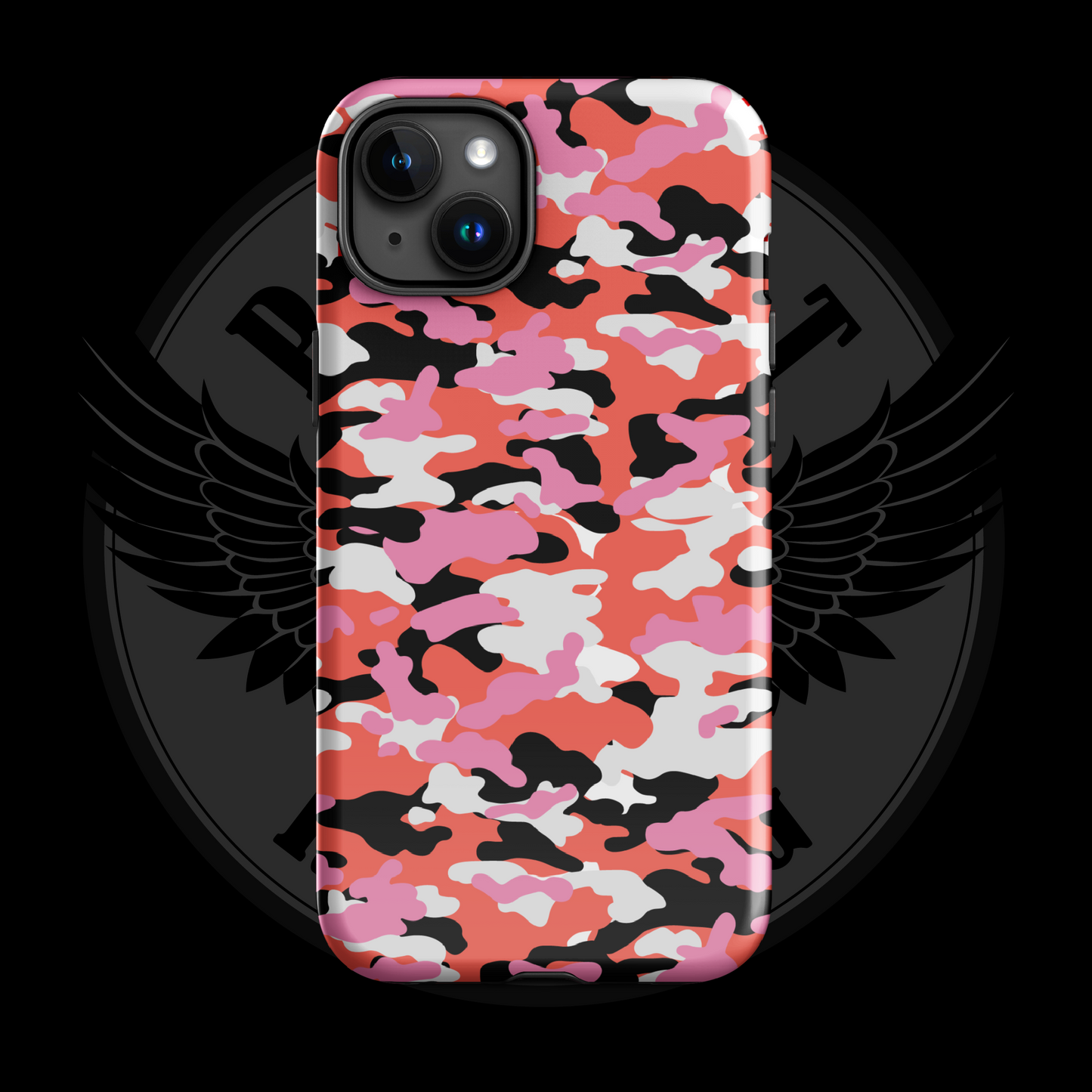 Liberty Blaze Camo iPhone Case – Bold Red & Pink Dual-Layer Protection with Free Shipping