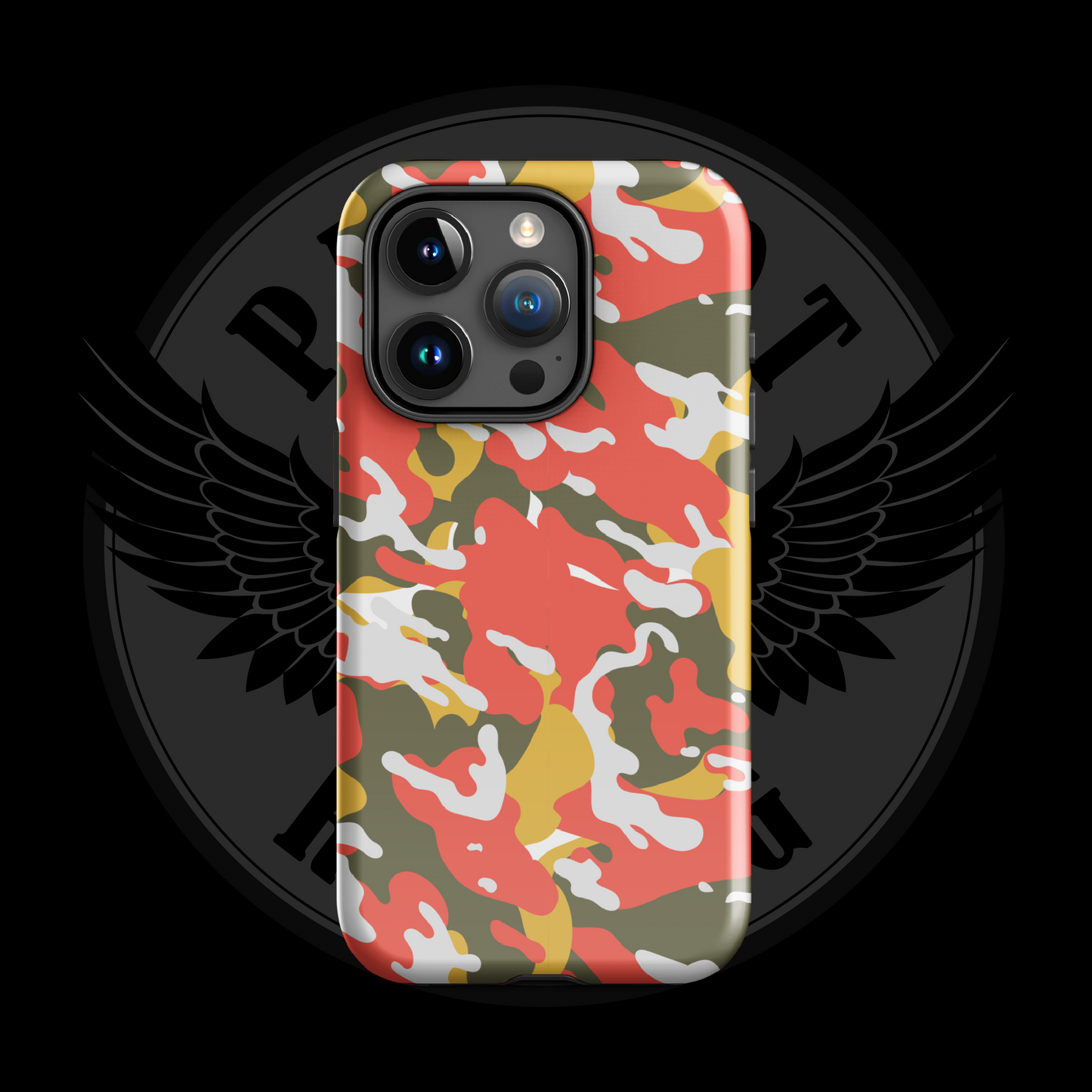 Valor Flame Camo iPhone Case – Dual-Layer Tactical Protection with Free Shipping