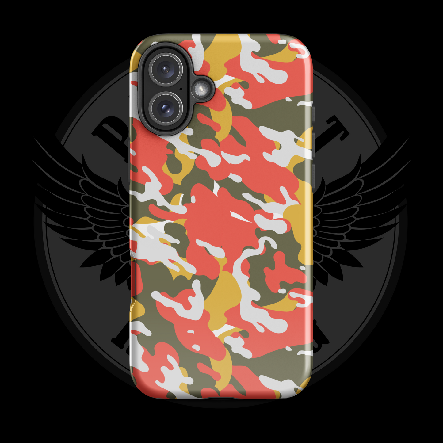 Valor Flame Camo iPhone Case – Dual-Layer Tactical Protection with Free Shipping