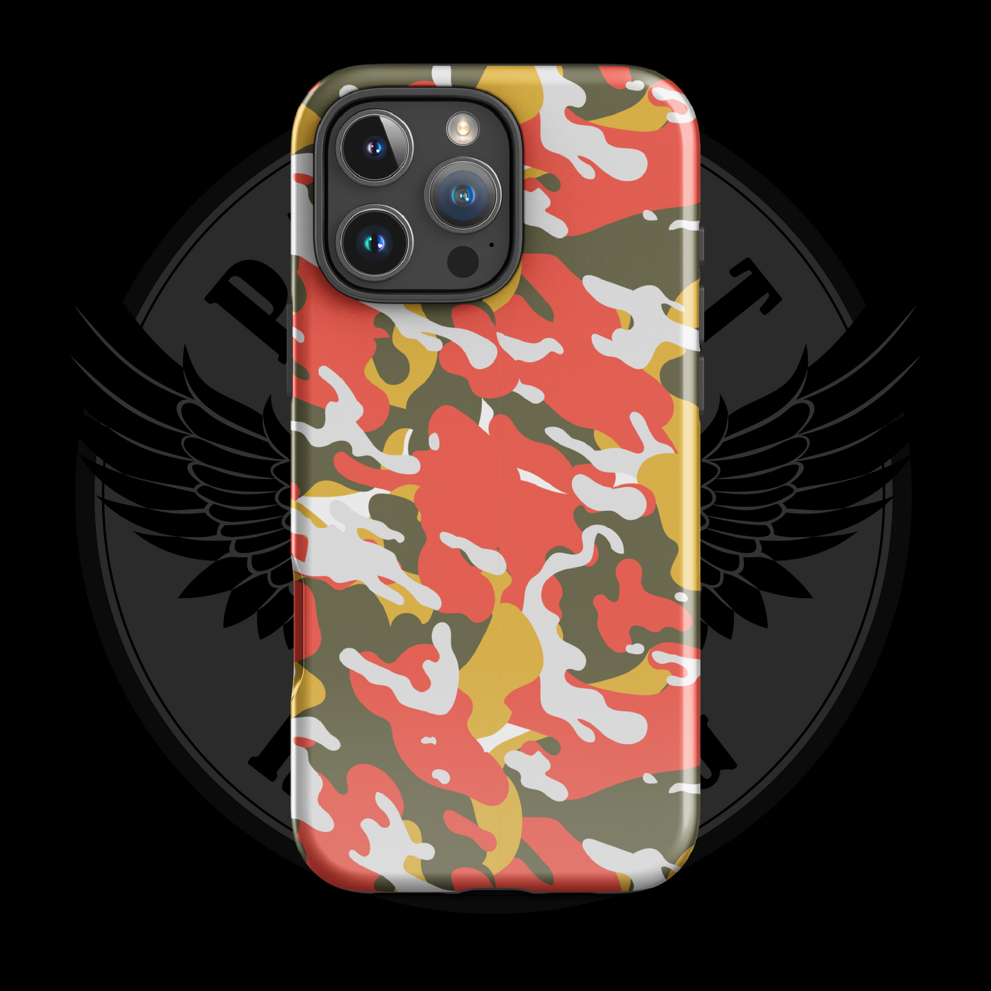 Valor Flame Camo iPhone Case – Dual-Layer Tactical Protection with Free Shipping