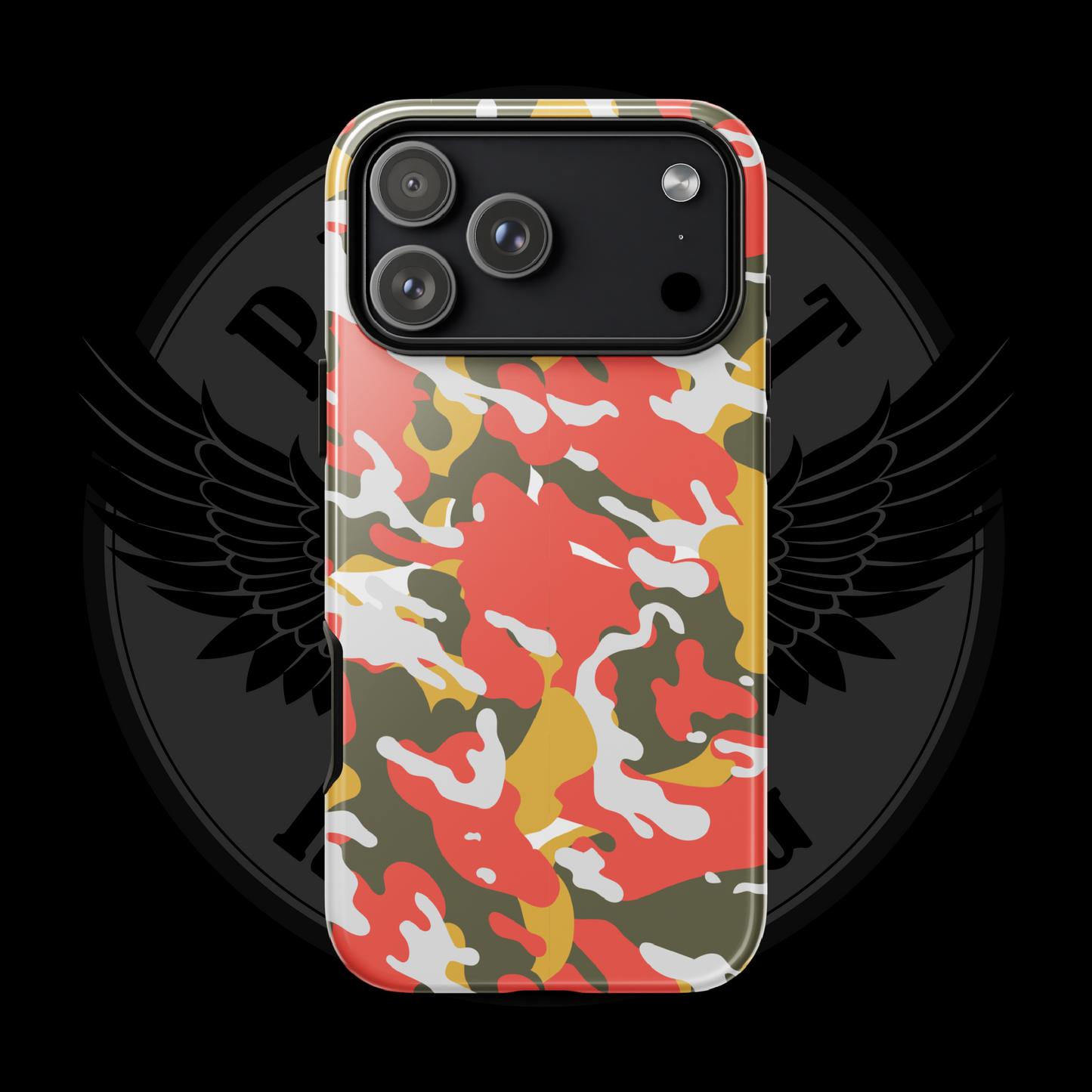 Valor Flame Camo iPhone Case – Dual-Layer Tactical Protection with Free Shipping