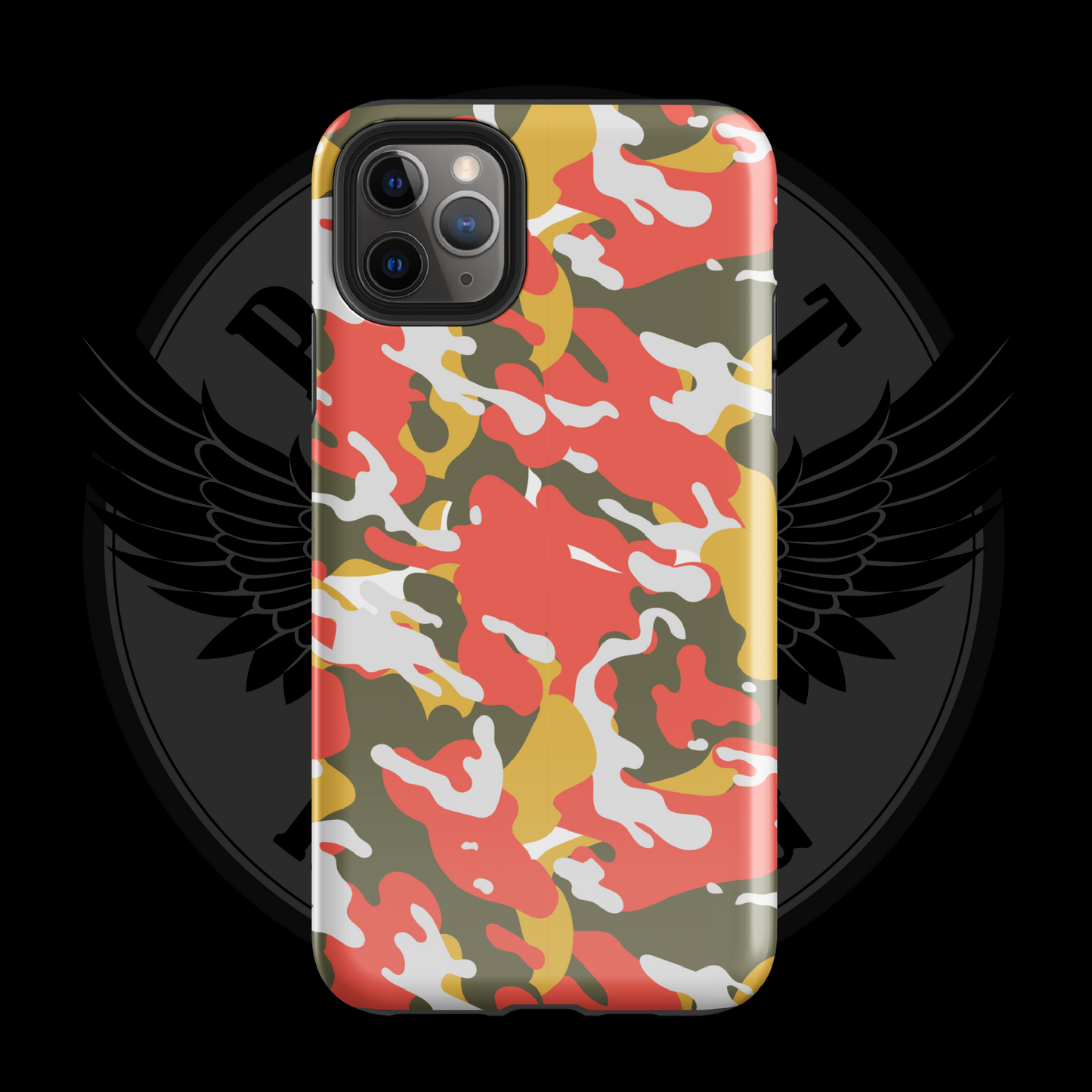 Valor Flame Camo iPhone Case – Dual-Layer Tactical Protection with Free Shipping