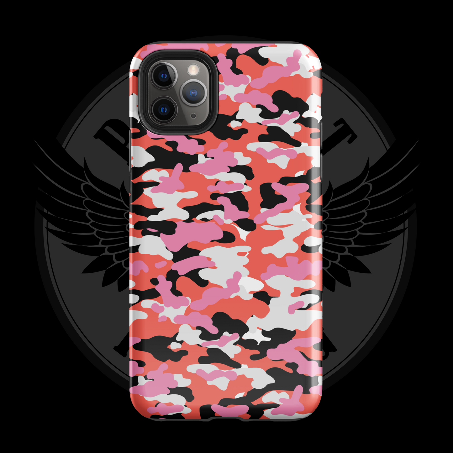 Liberty Blaze Camo iPhone Case – Bold Red & Pink Dual-Layer Protection with Free Shipping