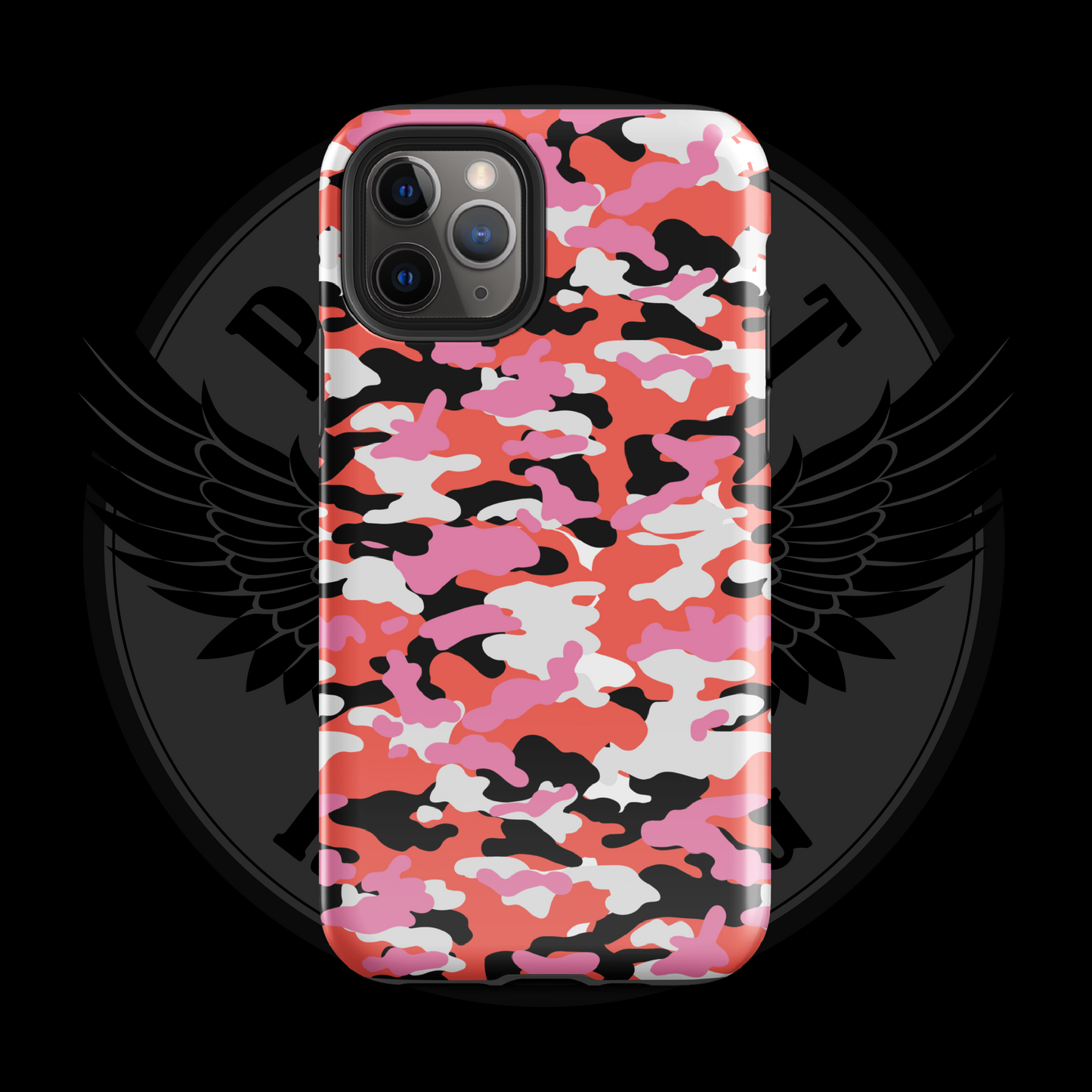 Liberty Blaze Camo iPhone Case – Bold Red & Pink Dual-Layer Protection with Free Shipping