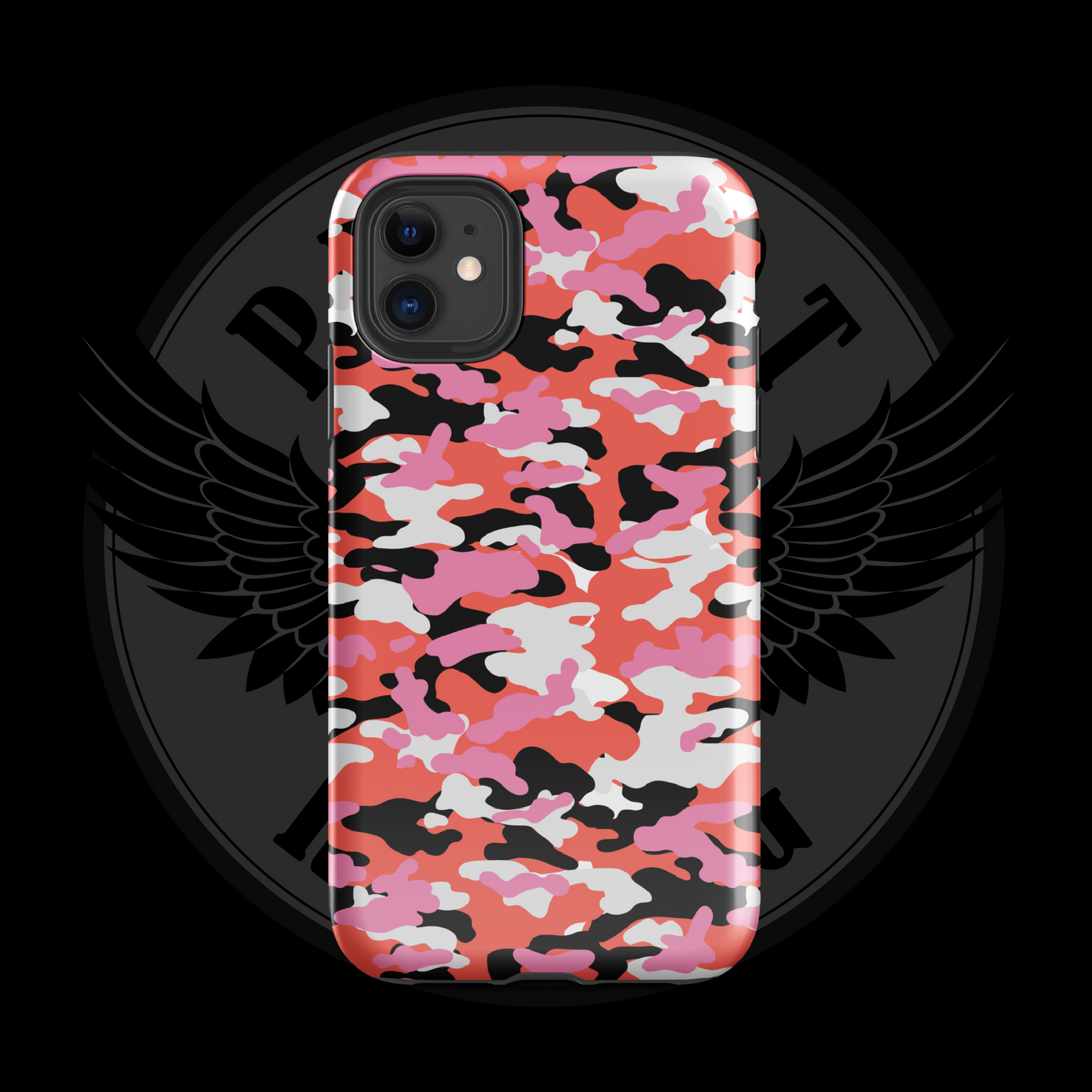 Liberty Blaze Camo iPhone Case – Bold Red & Pink Dual-Layer Protection with Free Shipping