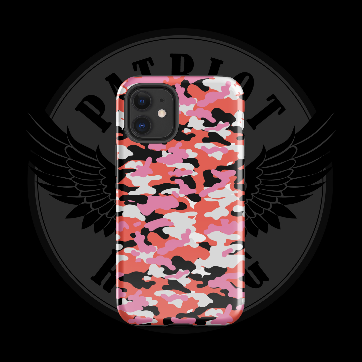 Liberty Blaze Camo iPhone Case – Bold Red & Pink Dual-Layer Protection with Free Shipping