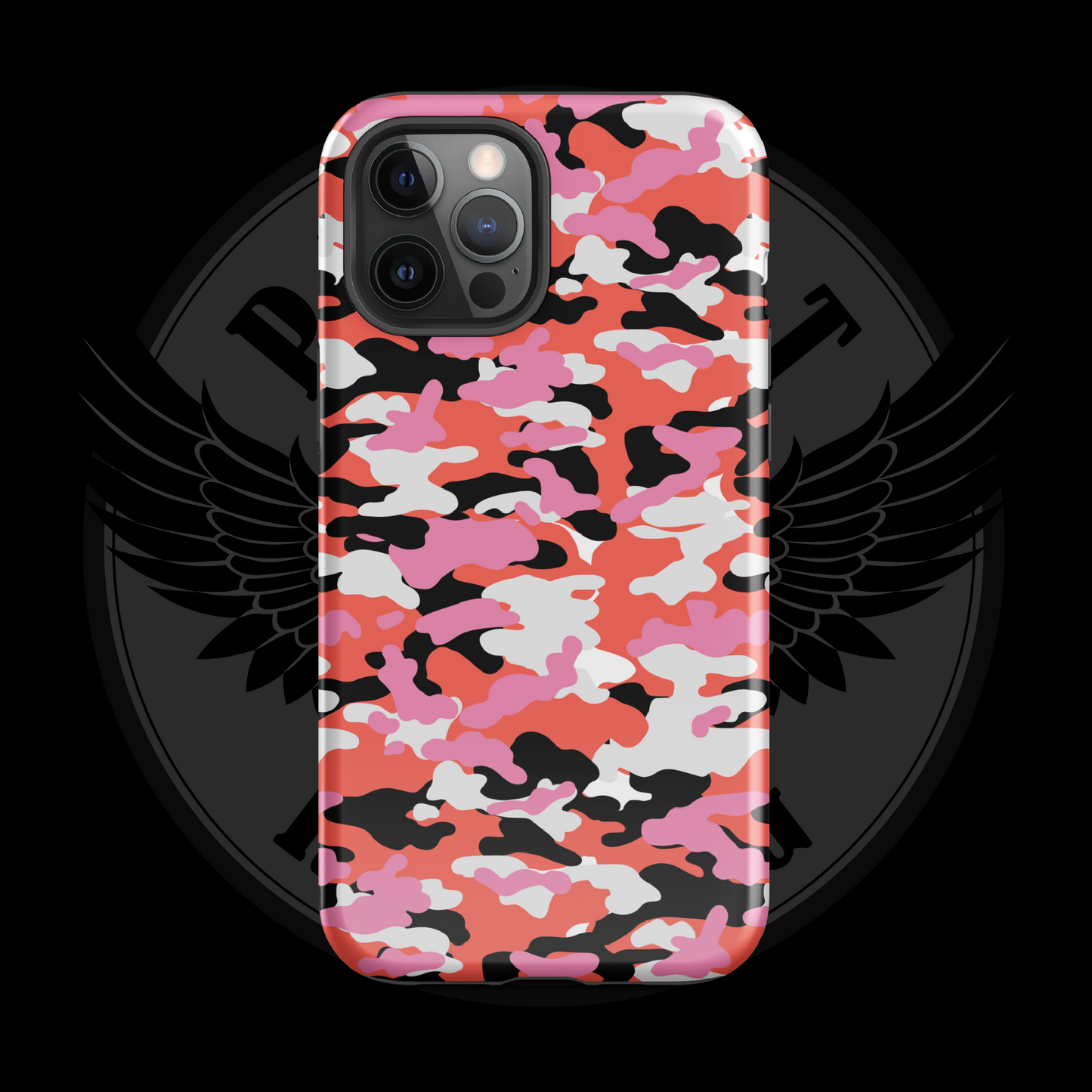 Liberty Blaze Camo iPhone Case – Bold Red & Pink Dual-Layer Protection with Free Shipping