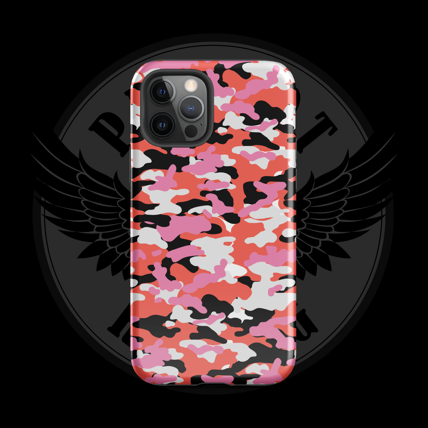 Liberty Blaze Camo iPhone Case – Bold Red & Pink Dual-Layer Protection with Free Shipping