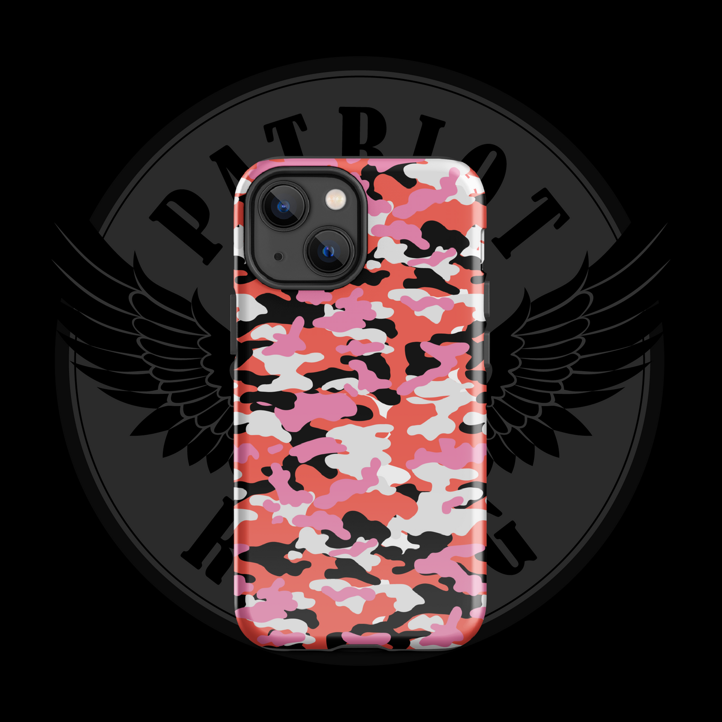 Liberty Blaze Camo iPhone Case – Bold Red & Pink Dual-Layer Protection with Free Shipping