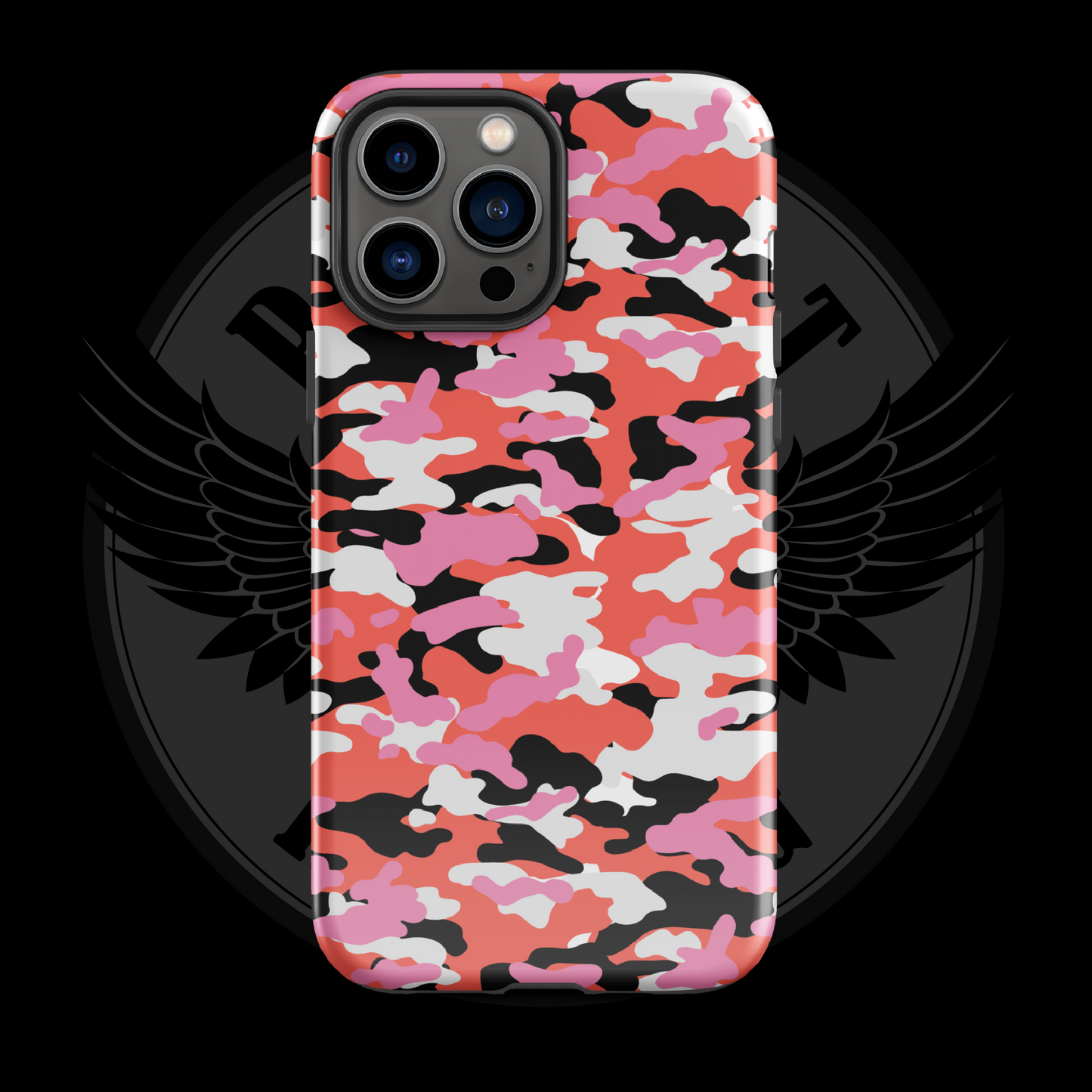 Liberty Blaze Camo iPhone Case – Bold Red & Pink Dual-Layer Protection with Free Shipping