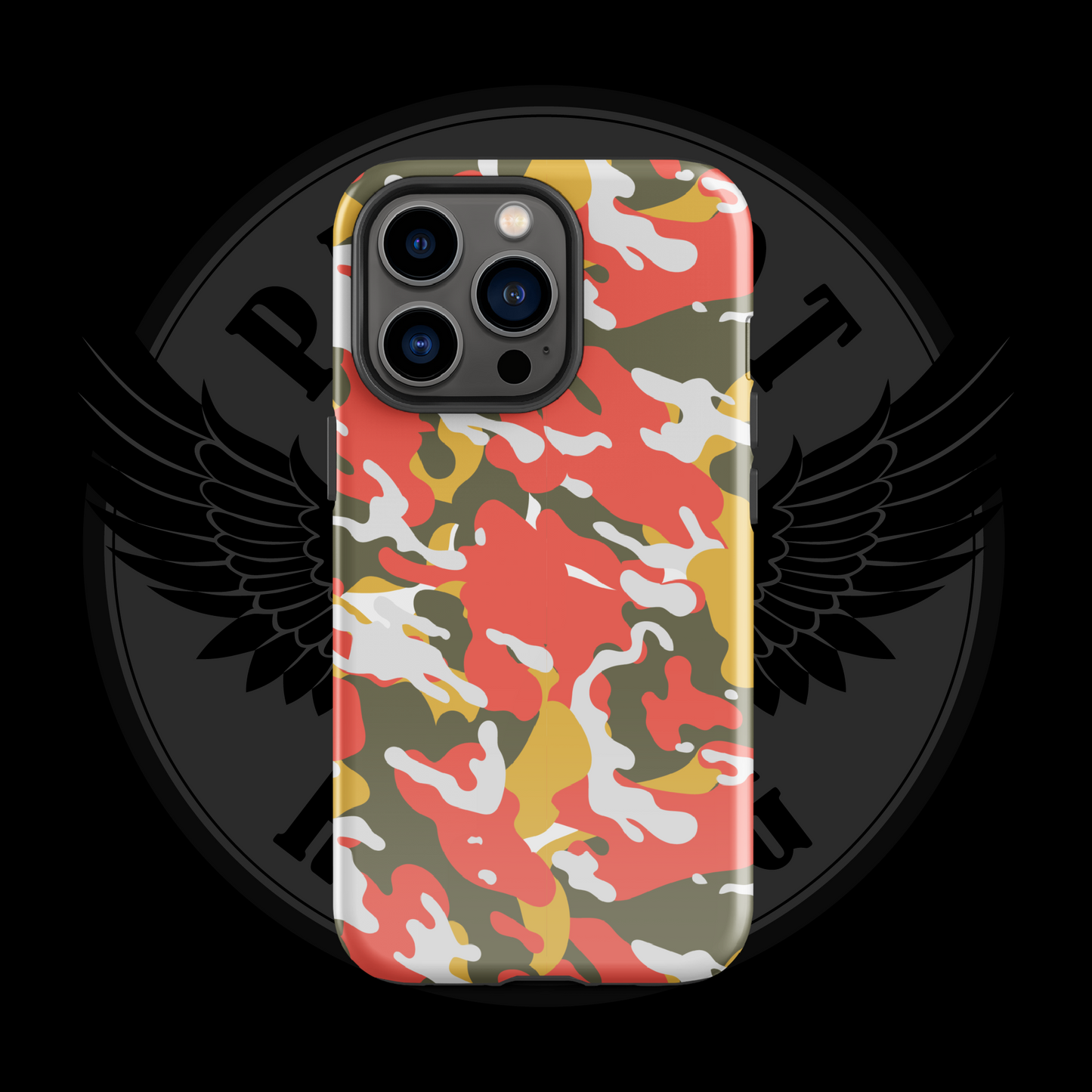 Valor Flame Camo iPhone Case – Dual-Layer Tactical Protection with Free Shipping