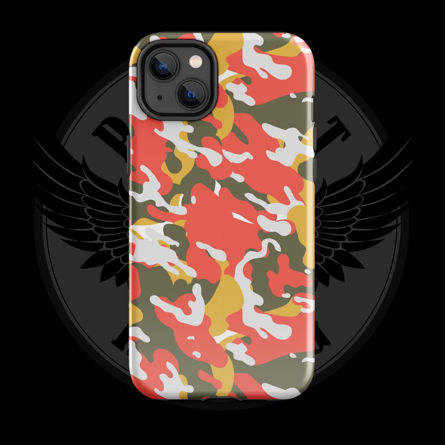 Valor Flame Camo iPhone Case – Dual-Layer Tactical Protection with Free Shipping