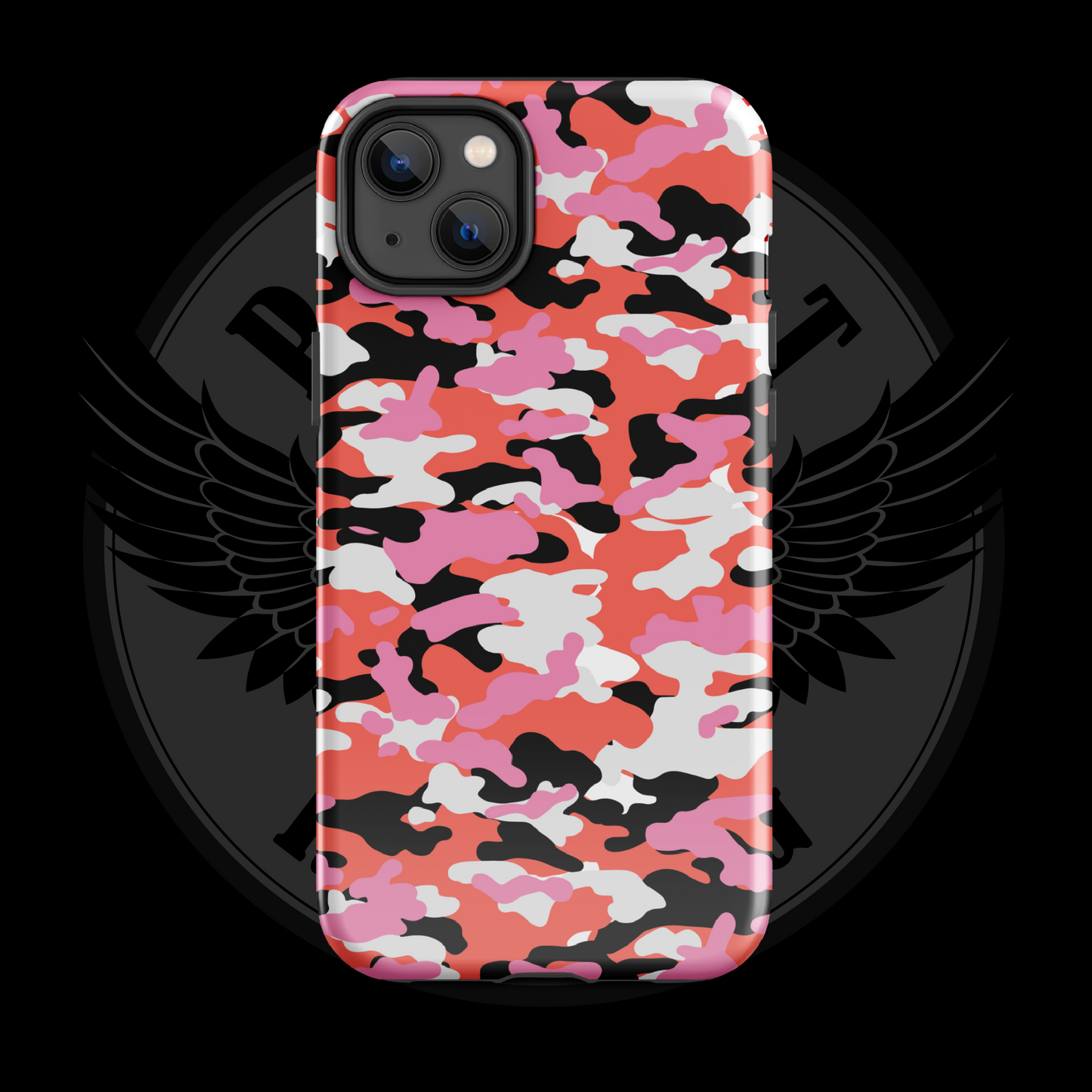 Liberty Blaze Camo iPhone Case – Bold Red & Pink Dual-Layer Protection with Free Shipping
