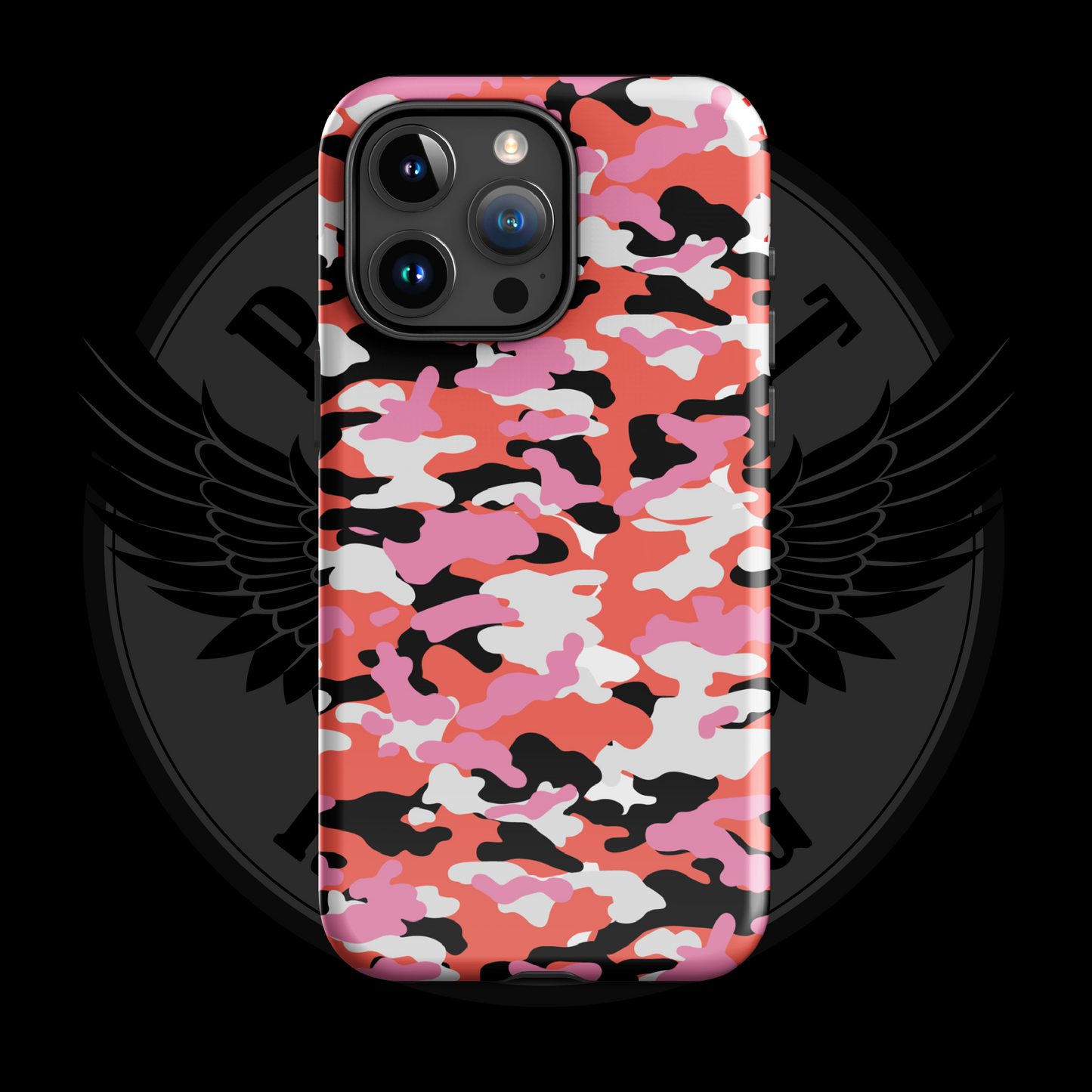 Liberty Blaze Camo iPhone Case – Bold Red & Pink Dual-Layer Protection with Free Shipping