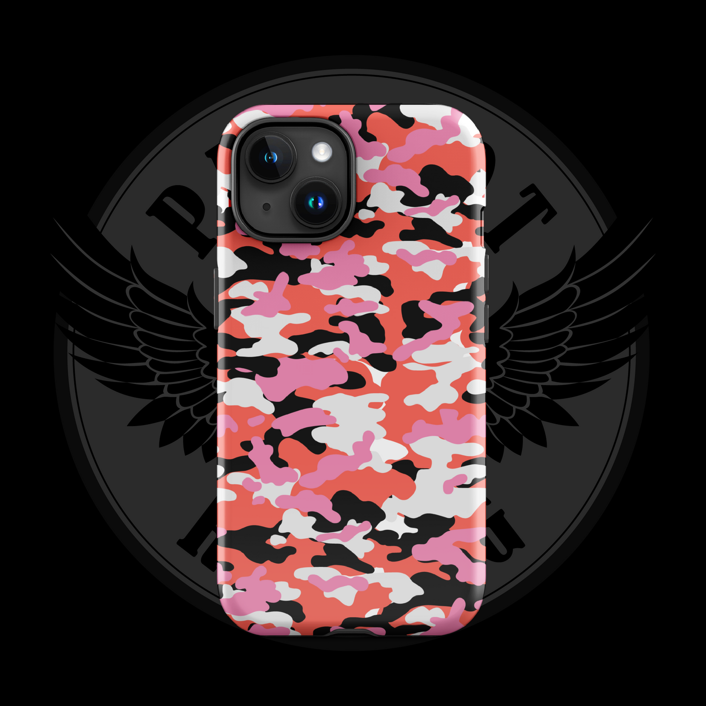 Liberty Blaze Camo iPhone Case – Bold Red & Pink Dual-Layer Protection with Free Shipping