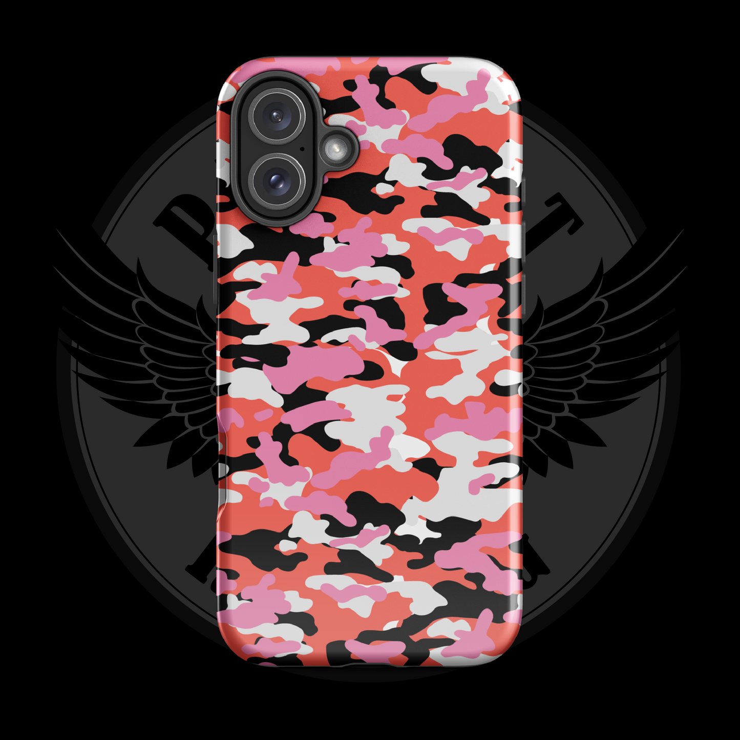 Liberty Blaze Camo iPhone Case – Bold Red & Pink Dual-Layer Protection with Free Shipping