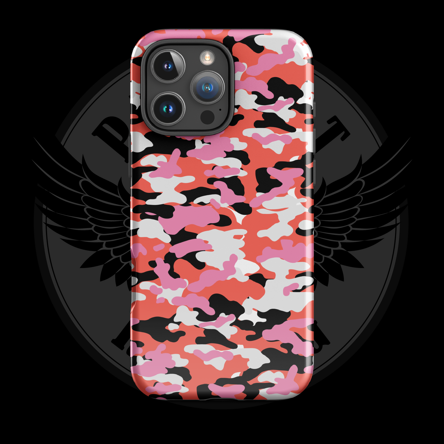 Liberty Blaze Camo iPhone Case – Bold Red & Pink Dual-Layer Protection with Free Shipping