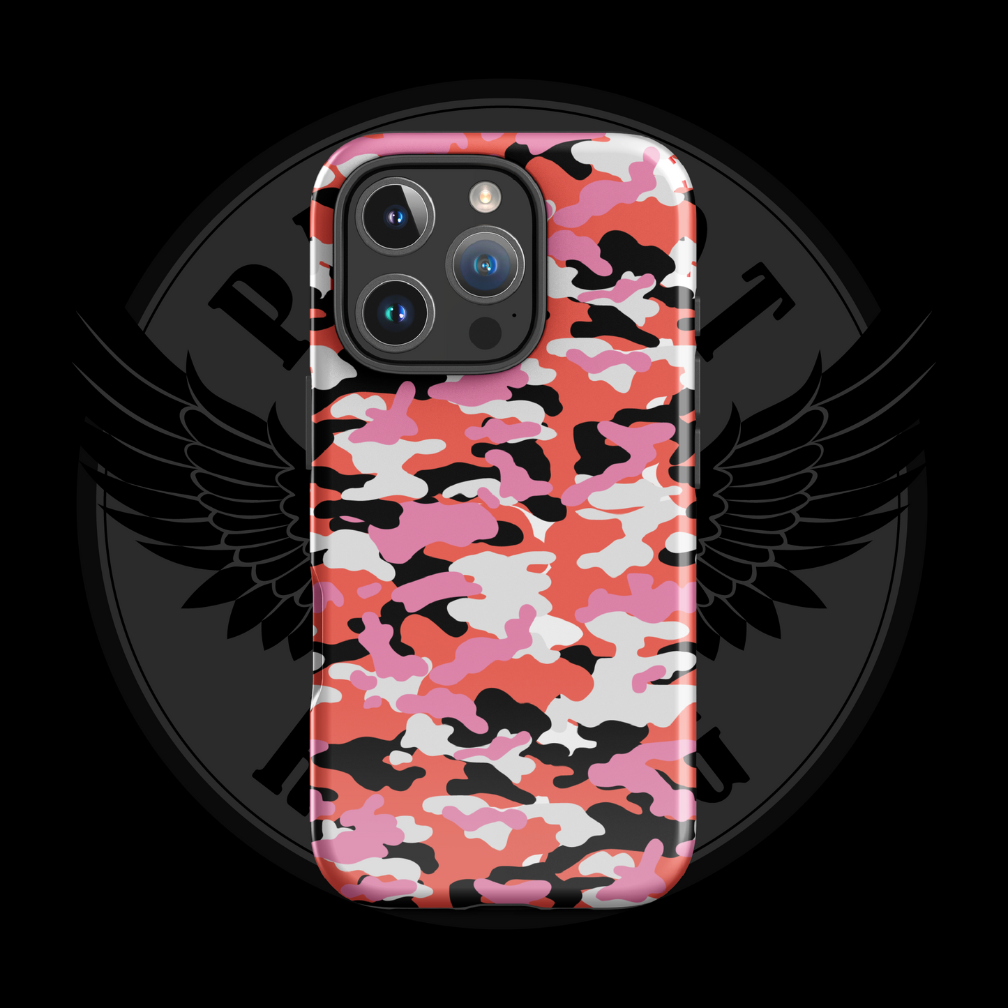 Liberty Blaze Camo iPhone Case – Bold Red & Pink Dual-Layer Protection with Free Shipping