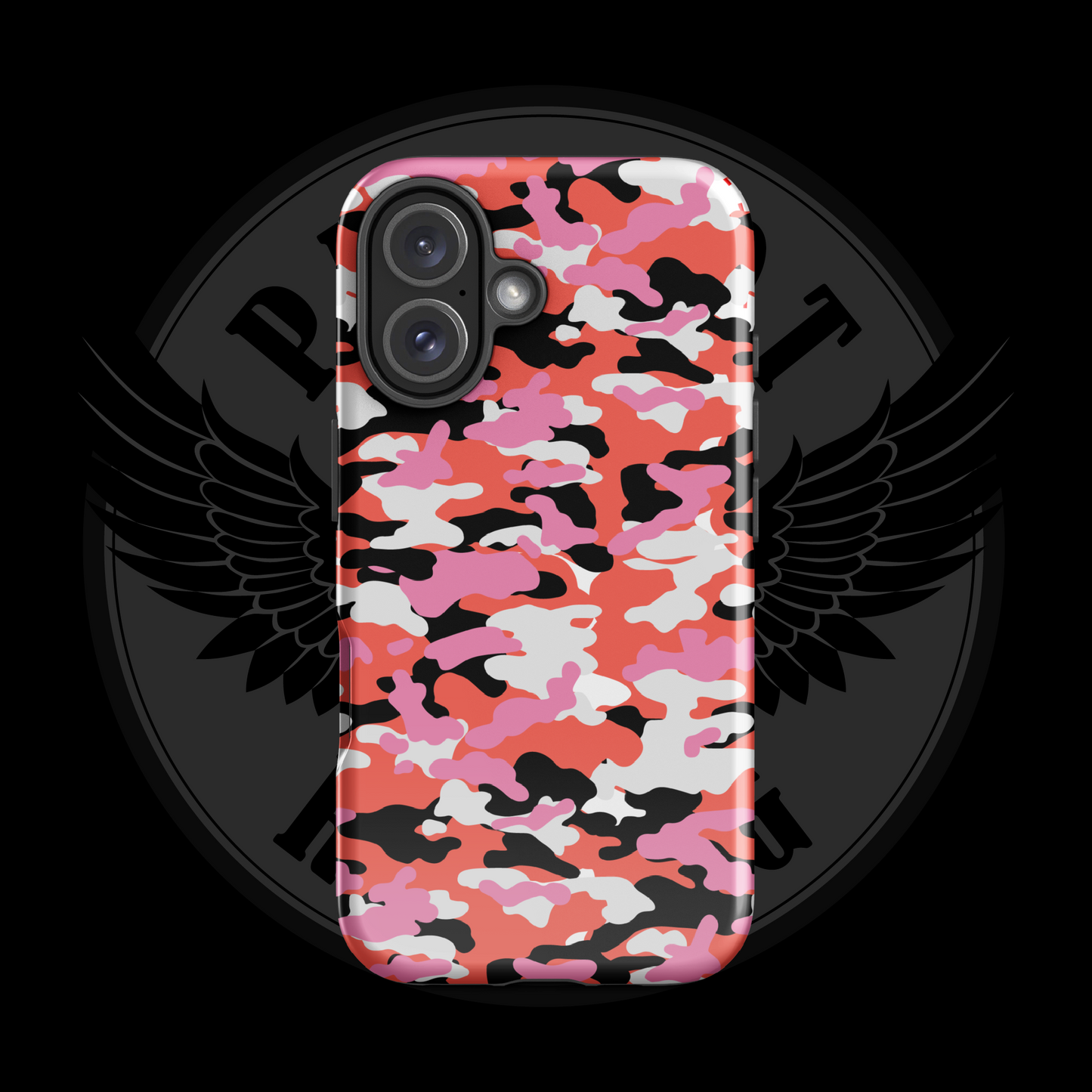 Liberty Blaze Camo iPhone Case – Bold Red & Pink Dual-Layer Protection with Free Shipping