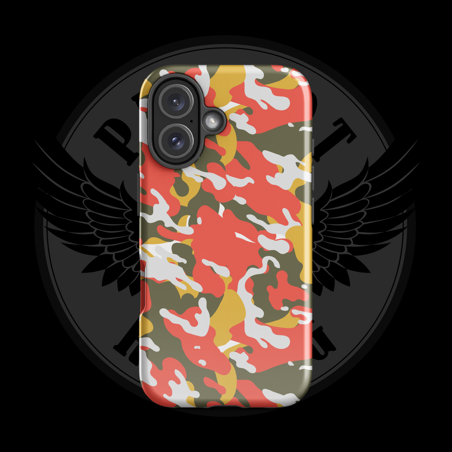 Valor Flame Camo iPhone Case – Dual-Layer Tactical Protection with Free Shipping