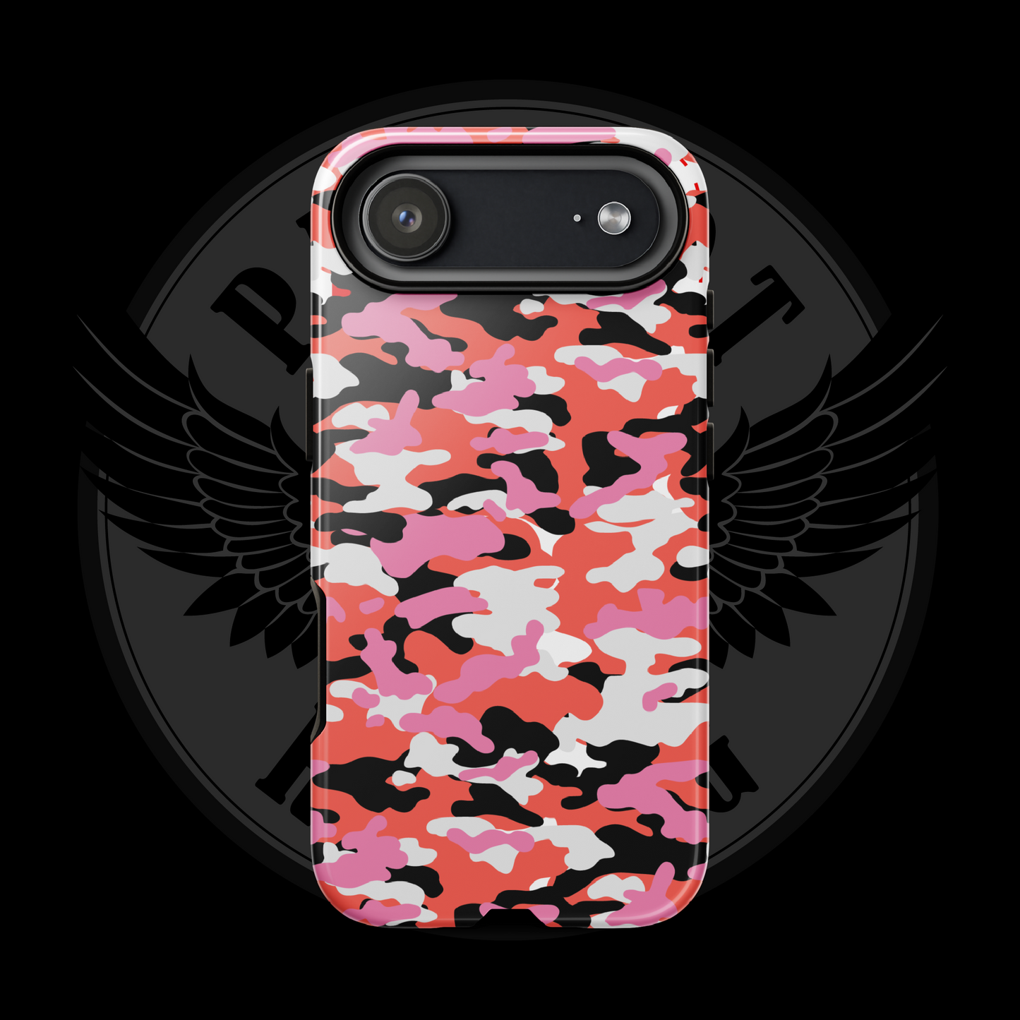 Liberty Blaze Camo iPhone Case – Bold Red & Pink Dual-Layer Protection with Free Shipping