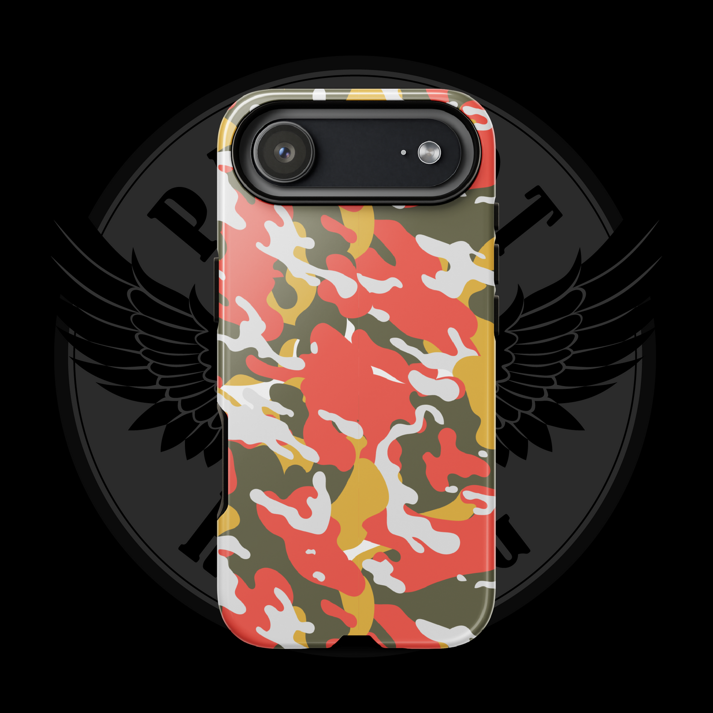 Valor Flame Camo iPhone Case – Dual-Layer Tactical Protection with Free Shipping