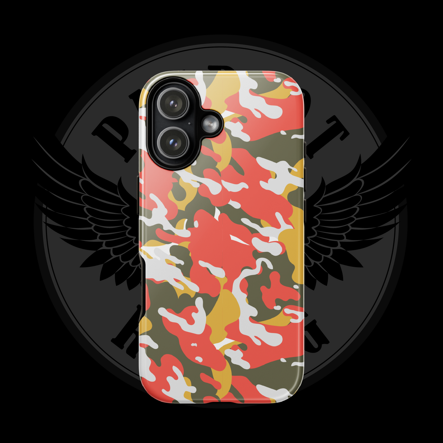 Valor Flame Camo iPhone Case – Dual-Layer Tactical Protection with Free Shipping