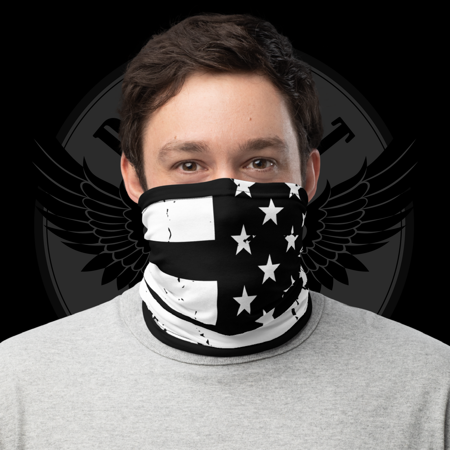 Distressed Black & White American Flag Tactical Face Cover – Multifunctional Neck Gaiter