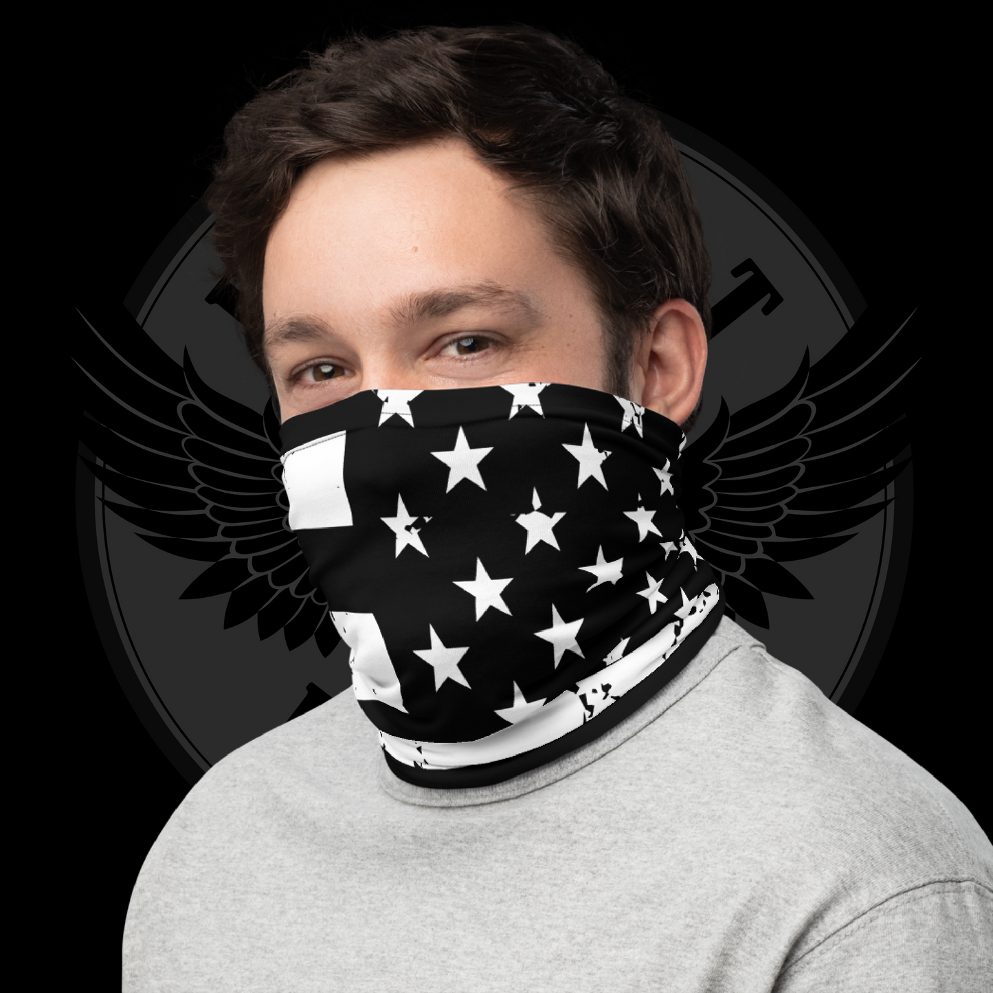 Distressed Black & White American Flag Tactical Face Cover – Multifunctional Neck Gaiter