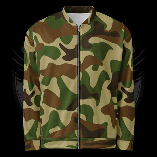 Heritage Hunter Camo Bomber Jacket – Classic Woodland Style with Brushed Fleece Comfort